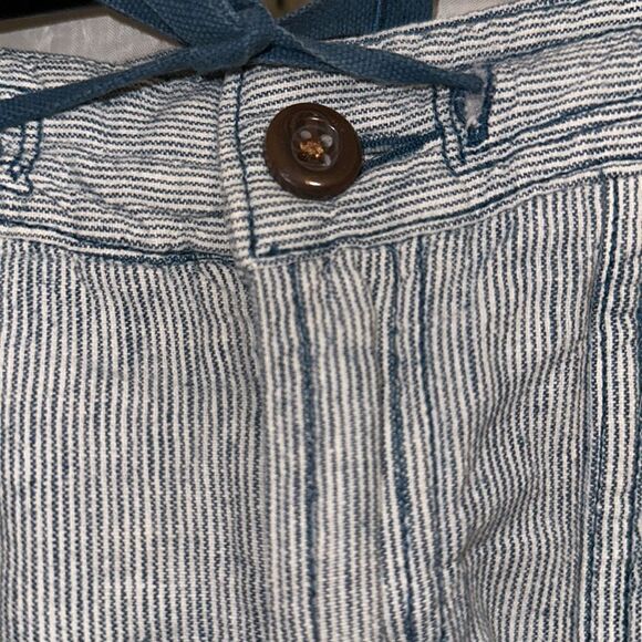 The North Face 4 Blue Larisen Stripe Button Outdoor Four Pocket Linen Shorts - Picture 7 of 12